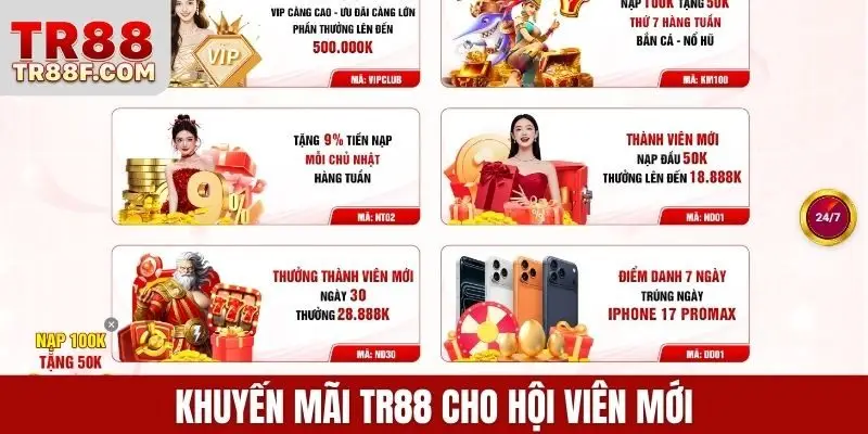 Khuyến mãi TR88 cho hội viên mới
